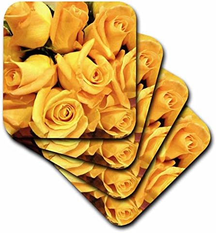 Поставка за керамични плочки 3dRose CST_18637_4 с жълти рози, Комплект от 8
