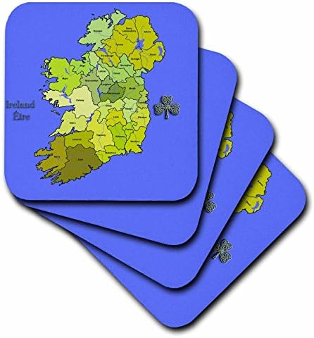 3dRose CST_110030_2 Цвят на Зелена карта за цяла Ирландия, Република Ирландия и Северна Ирландия с всички области.-Меки