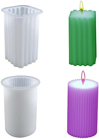 2 Бр, Форми за свещи в лента, Цилиндрична Форма, за Производство на Свещи, Maehsab 3D Геометрична Силиконова Форма за