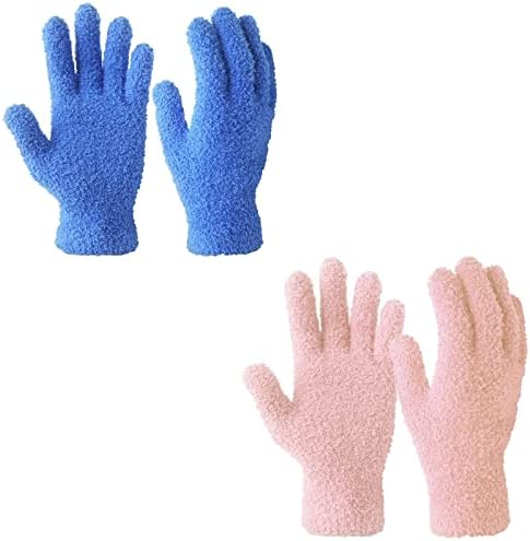 Ръкавици за избърсване на прах Evridwear от микрофибър 2 Двойки (синьо + розов)