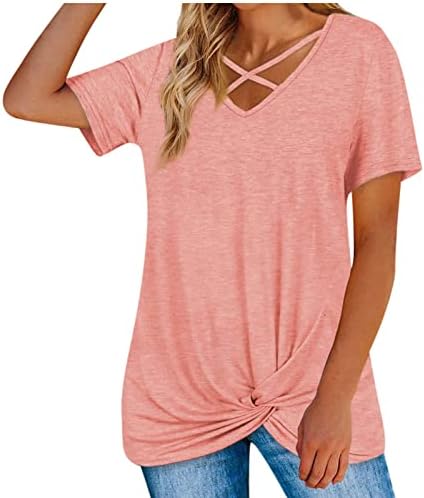Blusas Manga Corta para Mujer Camisetas lisas Cuello Redondo Camiseta Moda Verano 2023 ropa Playa holgada para Mujer