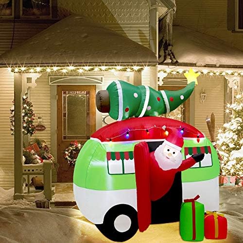 На РАЗСЪМВАНЕ На 7-фута Коледен Надуваем Дядо Коледа е Зад Волана на Колата с Коледна елха и Подарочными Кутии, Надувное