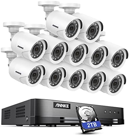 ANNKE 16-Канална Система за сигурност с резолюция 1080N HD Dvr CCTV 2 TB Твърд Диск и 12 Вътрешни Външни 2-Мегапикселови