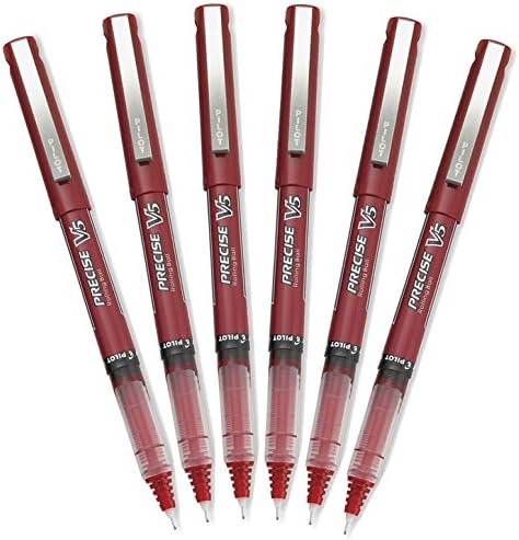 Химикалки Pilot Precise V5 Stick Rolling, Extra Fine Point, с Червено Мастило, 6 Опаковки
