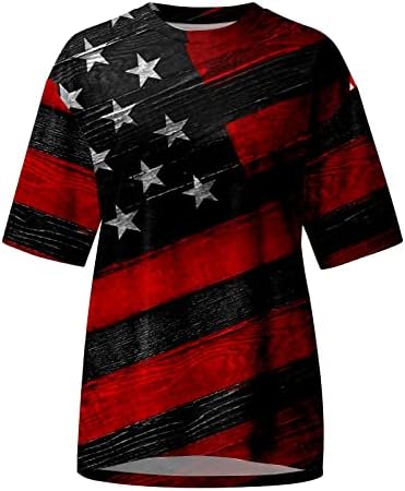 Ризи 4 юли, Дамски Ризи с Флага на сащ, Къс ръкав, през цялата силует, САЩ, Ризи 4 Юли, Женски