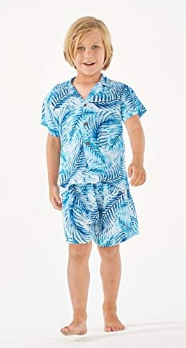 Подходяща Семейна Хавайски облекло Luau за Мъже И Жени за Момичета и Момчета в прости Сини Листа