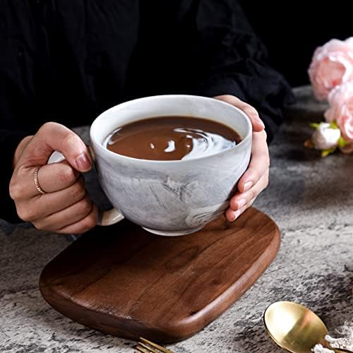 Големи Чаши Yundu от сив Мрамор керамика с тегло 20 грама за кафе, Tazas Cafe De Bonitas, Лате, Супа, Сладолед, зърнени храни, Голяма Чаша за Кухни