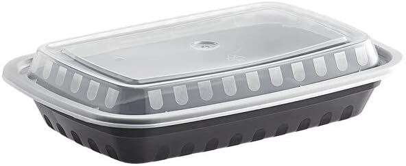 VeZee 28 грама. Черни Правоъгълни Пластмасови съдове за приготвяне на храна с прозрачни корици-куполи | Bento