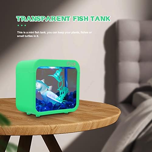 Пластмасови Рибни Купата Mipcase Small Риба Fish Tank Комплект за Аквариум с led подсветка Пластмасов Рибно Купа Подвижна