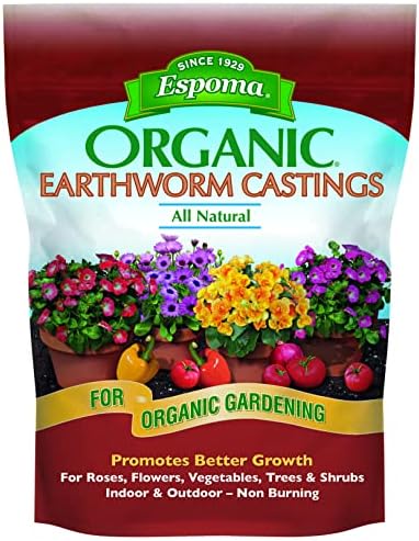 Органични стърготини от земните червеи Espoma – Използвайте в затворени помещения и на открито, за да рози, цветя, Зеленчуци,