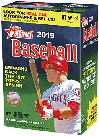 Кутия за бейзбол blasters Topps 2019 Heritage (8 опаковки / 9 картички)