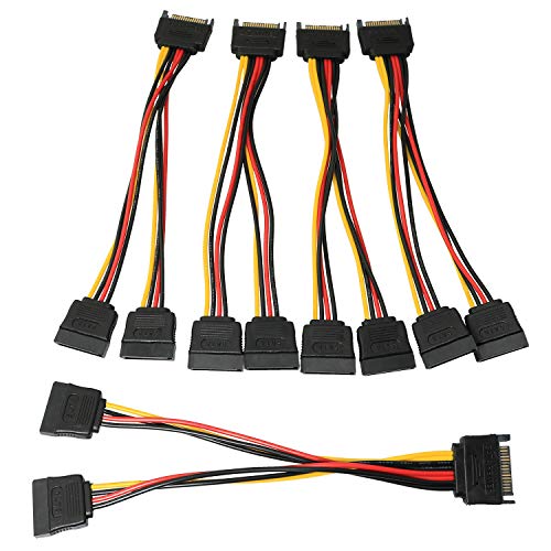 Удължителен кабел за захранване Longdex SATA 5ШТ 20 cm SATA Power 15-Пинов Щепсел за 2 x 15П Женски Y-Образен Кабел-сплитер