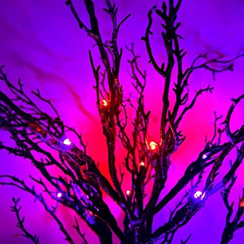 24-Инчов Оранжево, Лилаво и декорация за коледната Елха на Хелоуин с подсветка и Таймер, 24 led лампа за коледната