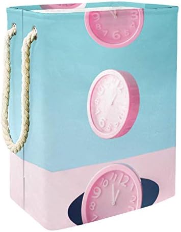 Unicey Розови Стенни Часовници, които Падат от Голяма Кутия За Съхранение, Сгъваема Кошница за Бельо за Детска стая и Детска стая