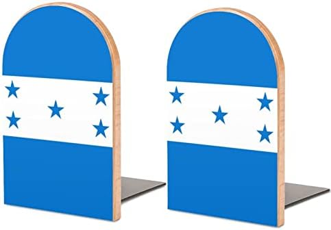 Стойка за книги с флага на Хондурас Декоративен Принт Дървени Поставки за книги и за рафтове Опаковка от 1 чифт