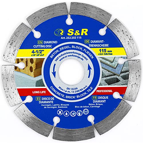 Комплект диамантени отрезных дискове S & R 2 бр.: 1x Стандартния сегмент 4,5 инча + 1x Турбо 4,5 инча за камък,