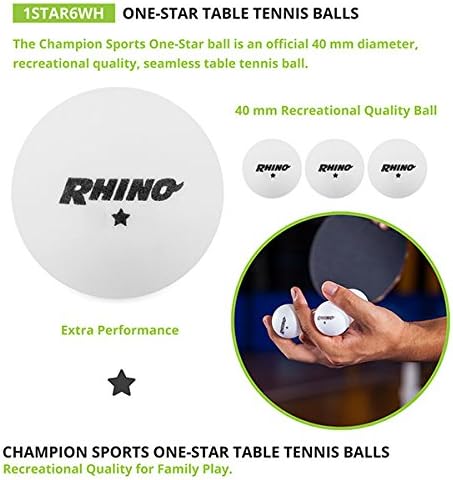 Комплект топки за тенис на маса Champion Sports 1 Star - Бели Топки за пинг-понг, пакет от 6, с бесшовным дизайн