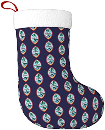 QG ZZX Гуам Флаг на САЩ Коледен Отглеждане на Коледни Чорапи, Окачен Чорап за Камина 18 Инча Празнична Украса