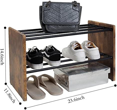 Индустриална стойка за обувки comax за антре, 2 Нива, Органайзер за малки шкафове за обувки, Дървена Етажерка