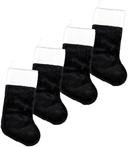 Коледни чорапи от плюшени тъкани Iconikal 18-инчов, 4 опаковки (черен)