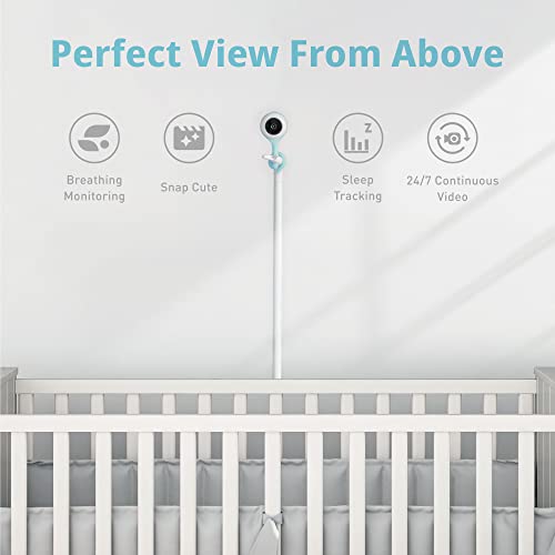 Следи бебето Lollipop Smart WiFi (шам) в комплект с подови стойка Lollipop (бяла) - камера с функция за откриване