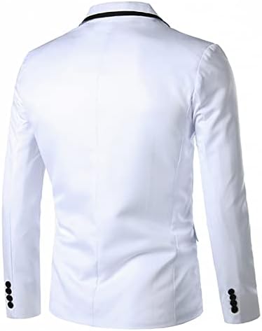 Maiyifu-GJ Мъжки Оборудвана Лесен сако с ревери на една пуговице, Оборудвана Бизнес Блейзър, Ежедневното Спортно палто за Сватбеното парти (Бял, 4X-Large)