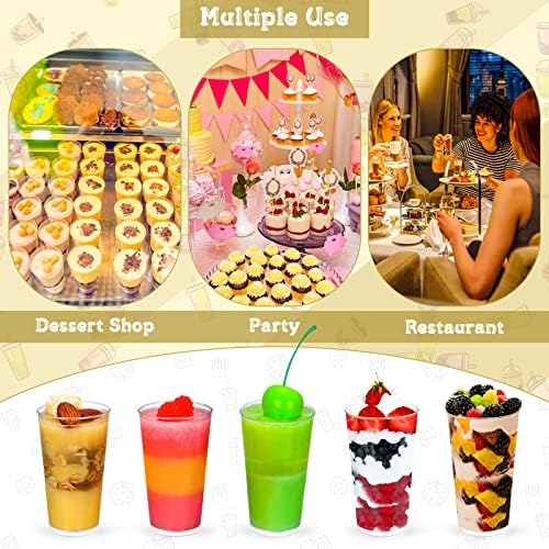 CHENGU 3 грама Прозрачни Пластмасови Мини-Десертни Чаши с Лъжичка, Кръгли Десертни Чашки за парфе, Чаши за