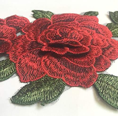 KESYOO Червени Цветя 3D Бродирани Ленти Железни Апликации на Цветя Рози Шевни Ленти за Дрехи за Жени Сватбена Рокля За Момичета