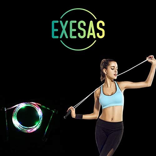 EXESAS: Вградена led въже за скачане USB акумулаторна Рейнбоу на цвят, с 3 режима, Удобна дръжка от ABS-пластмаса, ярки цветове,