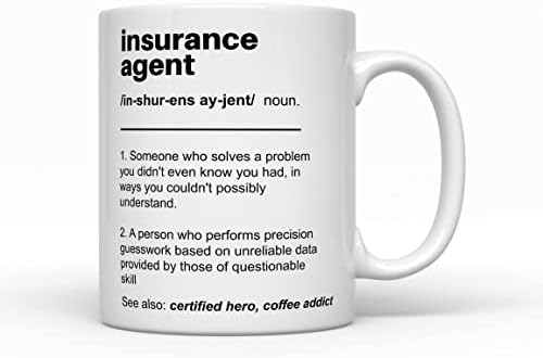 Кафеена чаша с определението на застрахователен агент, забавни идеи за подаръци за мъже, за жени, чаша за завършилите колеж за
