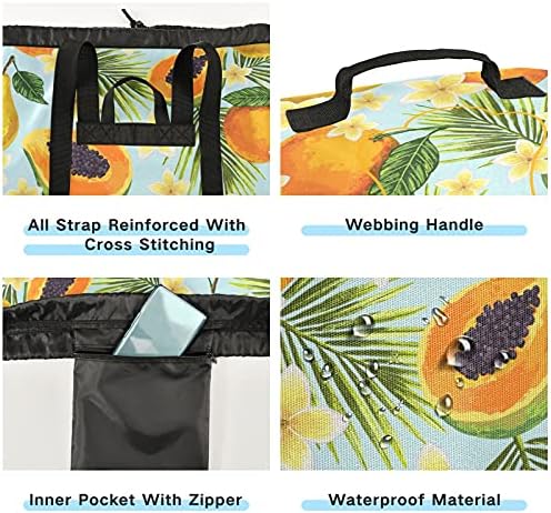 Чанта за дрехи с тропически плодове и Портокал, Тежка Раница за пране на дрехи с плечевыми ремъци и дръжки, Пътна