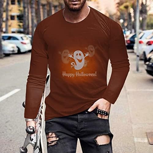 XXZY 2022 Хелоуин Мъжка Мода Ежедневни Хелоуин Кръгъл Отвор 3D Дигитален Печат Тениска с Дълъг Ръкав Риза M