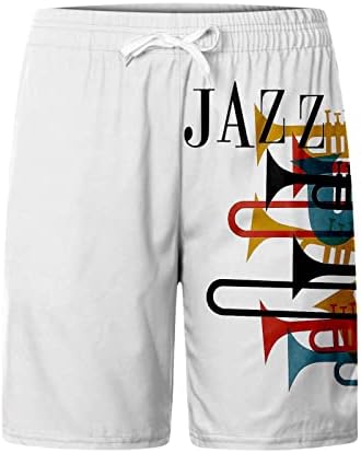 ZDOO Мъжки Летни Ежедневни Панталони С принтом Джаз Музика, Хавайски Плажни Шорти, Спортни Шорти за Бягане,