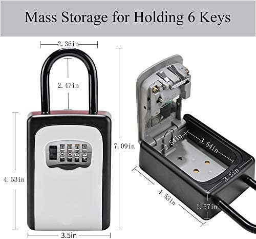 Кутия с ключалка за ключове Стенни, Преносим Кутия с ключалка за ключове от дома, с капацитет 5 ключа, Защитена от