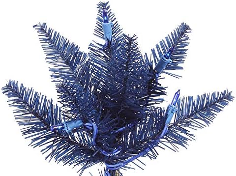 Изкуствена Коледна Елха Vickerman 5,5'Темно-Синя, Тънка, с Подсветка от Твърда Мозъчна обвивка, Сезонен Декор За дома