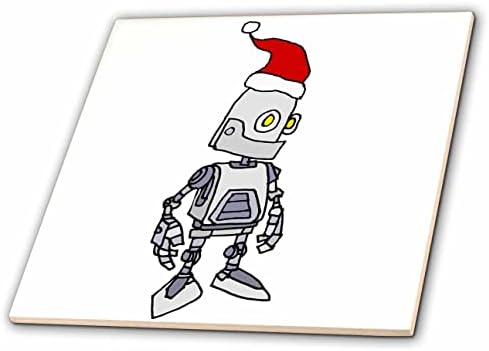 3dRose Сладък забавен робот в шапката на дядо коледа с коледна технологии от анимационни Tiles (ct_353829_1)