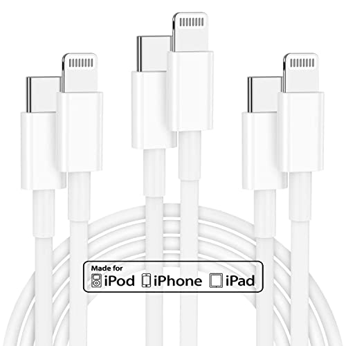 3 опаковки 10-фута кабел за зарядно на iPhone 14 13, [сертифициран от Apple Пфи] Дълъг USB кабел C-Светкавица