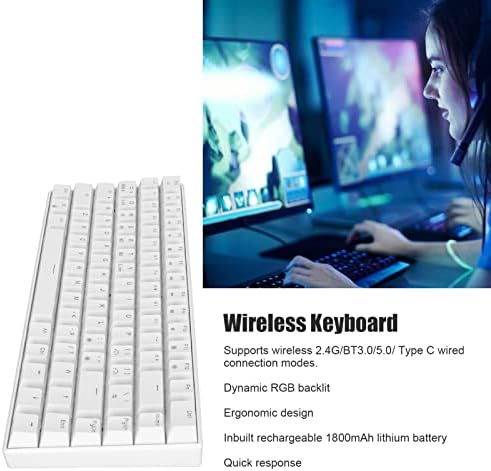 Механична клавиатура Vifemify 82 клавишите RGB Безжични Компютърни клавиатури 2.4 G BT3.0 Type C с акумулаторна