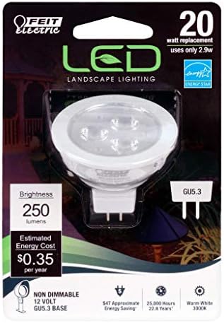 Електрическа led Лампа Feit GU5.3 GU5.3 Топъл Бял цвят с Мощност 20 W се Равнява на 1 компютър