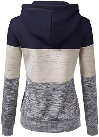 VECDUO блузи за жени с дълъг ръкав пуловер Качулки мозайка дантела качулки мода джоба спортна hoody