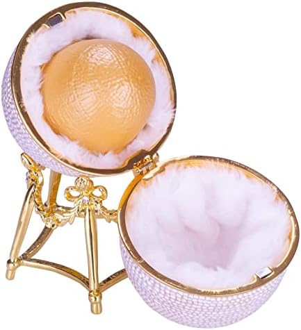 емилия-сувенири Първото Кокоше яйце в стил Фаберже/Ковчег за бижута с пиле е 5.2-инча (13 см) цвят бял