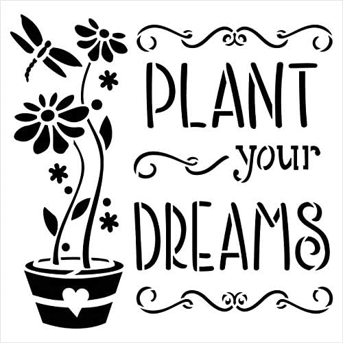 Шаблони Растителни мечти от StudioR12 | за многократна употреба шаблон от Mylar | Раскрась Дървена знак | Цвете