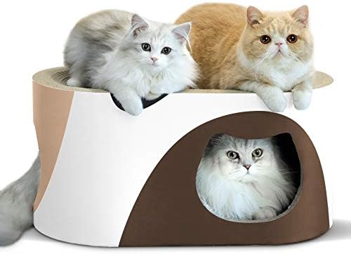 ComSaf Голяма Котешка Когтеточка за почивка, Къща-Когтеточка за котки от Гофриран картон с Отвор, Голям Разтегателен диван-Шезлонг