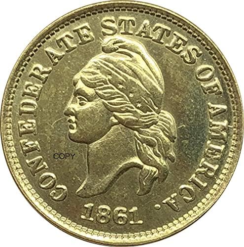 ченчен Съединените Щати Конфедеративные американски Щати 1 Цент Хаселтайн Рестрикт 1861 Златна Монета Месингови и Метални