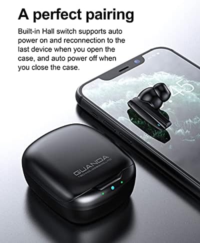 Тези безжични стерео слушалки Bluetooth с калъф за зареждане, стерео слушалки в ушите Bluetooth 5.0, Вграден микрофон,