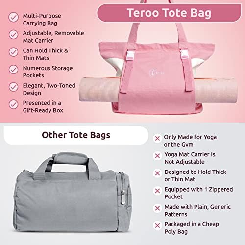 Многофункционална чанта-тоут teroo за жени с регулируем държач за подложка за практикуване на йога, плаж, пътуване,