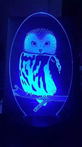 Jinnwell 3D Бухал Орел Животно Нощно Лампа Илюзията за нощна светлина в 7 цвята което променя Сензорен Прекъсвач Тенис на