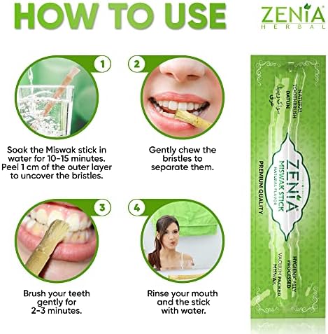 Четка за зъби Zenia Sewak Natural Miswak - Традиционна четка за зъби Peelu с натурален вкус във вакуумна опаковка