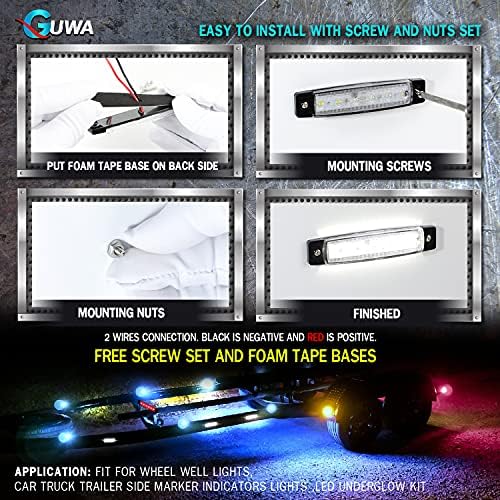 GUWA 3,8-Инчов Бял LED Тънък Страничен Габаритный Фенер, Индикатор Лампа Разлика, 6 Диоди, Херметически затворени