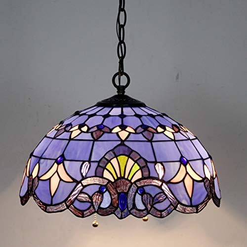 Окачен лампа WERFACTORY Тифани Синьо-Лилаво Окачен лампа от витражного стъкло в стил барок с Ширина 16 см, височина